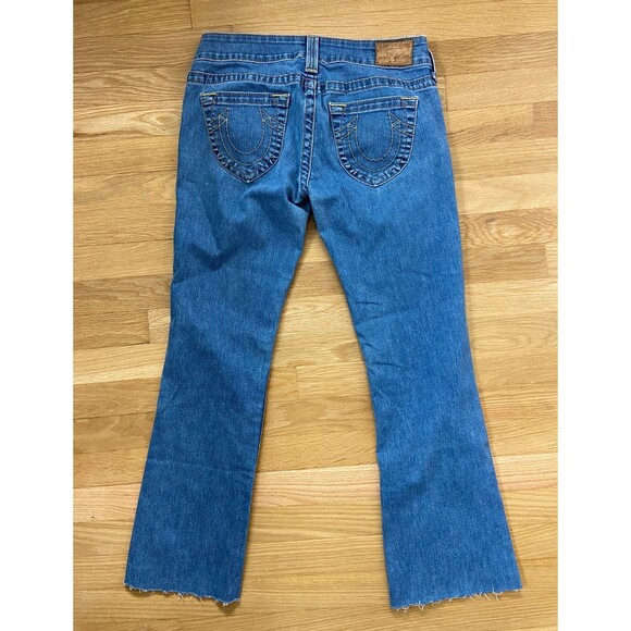 True Religion Women's Jeans Size 29 Flare Leg Raw Hem Y2K World Tour Low Rise - Picture 2 of 13